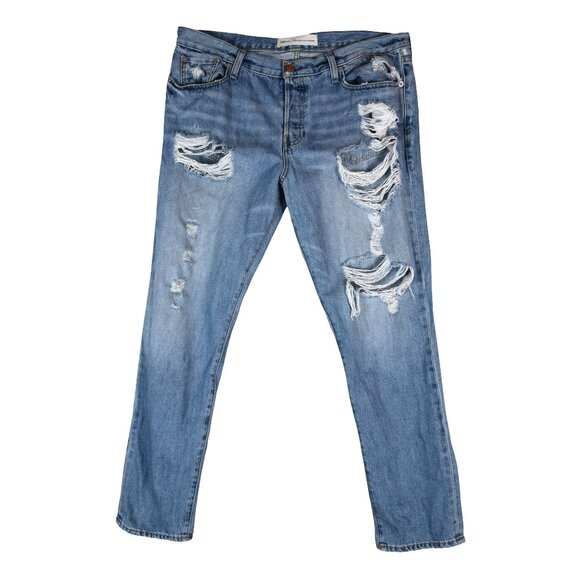 GAP Relaxed Boyfriend Jeans 30 Distressed Light Wash Ripped Y2K - Picture 1 of 9